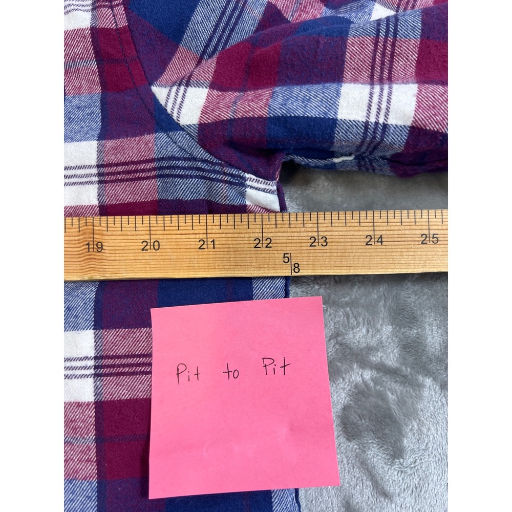 Boston Traders Mens Sherpa Lined Plaid Flannel Hooded Shirt Jacket Red Blue L - Picture 10 of 14